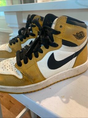 Nike Air Jordan 1 Mid Sneakers - White, Yellow & Black